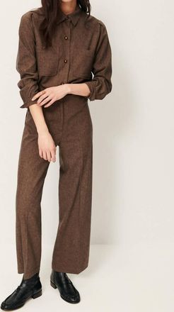 Sessun Aldiwool Straight Pleated Pants In Warm Stone