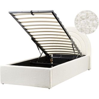 Beliani Letto singolo con testiera semicircolare in boucl&eacute; 90x200 cm base a doghe Anet