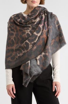 Vince Camuto Brushstroke Leopard Scarf in Black at Nordstrom Rack