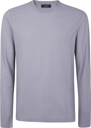 Zanone Klassiek T-shirt met Lange Mouwen - Heren - Longsleeves - Grijs - XL - Katoen - Tops
