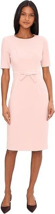 Adrianna Papell Mini Bow Front Sheath Dress Womens Dress Blush : 16, Elastane/Polyester