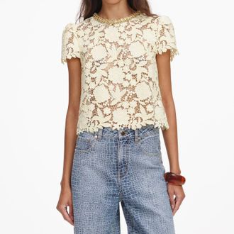 Self Portrait Lace Top In Yellow