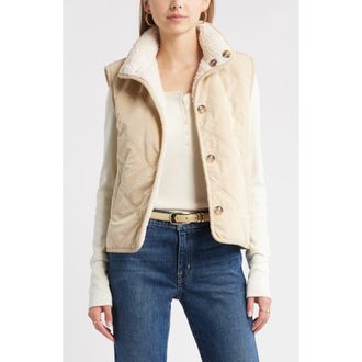 Treasure & Bond Faux Shearling Quilted Reversible Vest in Beige Castle at Nordstrom Rack, Size Large