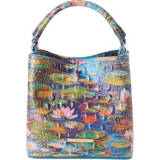 Brahmin Mini Amelia Embossed Leather Top Handle Bucket Bag in Waterlily at Nordstrom