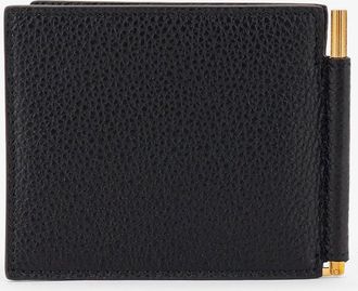 Tom Ford Mens Money Clip Wallet T-Line Grained Leather Black & Cardholders