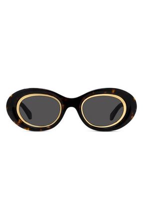 Loewe Anagram 54mm Oval Sunglasses in Dark Havana /Smoke at Nordstrom