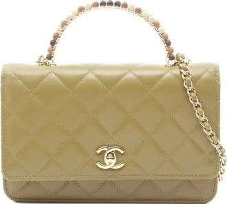 Chanel 2021 gewatteerde schoudertas met diamantpatroon - Groen