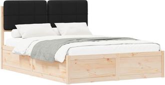 vidaXL Bed Frame with Upholstered Headboard Black 135 x 190 cm vidaXL