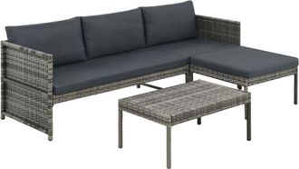 vidaXL Vidaxl - Set muebles de jardín 3 piezas con cojines ratán sintético gris