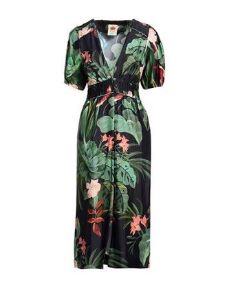Farm Rio MIDNIGHT MACAW FIESTA BLACK V NECKLINE SHORT SLEEV