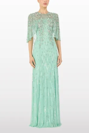Jenny Packham Astra Sequin-Embellishment Maxi Dress in Mint at Nordstrom, Size 12