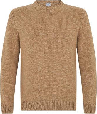 Fedeli Klassieke Zachte Gebreide Trui - Heren - Cashmere truien - Beige - L - Kasjmier - Truien & Vesten