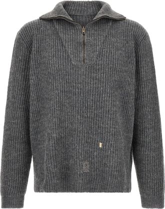 Maison Margiela Gray Linen Mens Cardigan