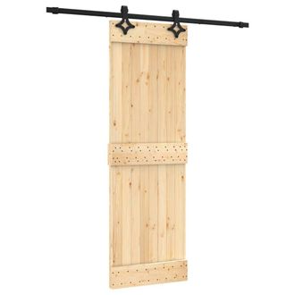 Berkfield Home Sliding Door with Hardware Set 70x210 cm Solid Wood Pine in Light Brown