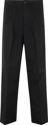 Department Five Black Italian Cotton Darted Wide-Leg Pants