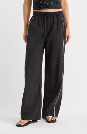 Good American The Sport Wide Leg Pants in Black001 at Nordstrom, Size X-Large