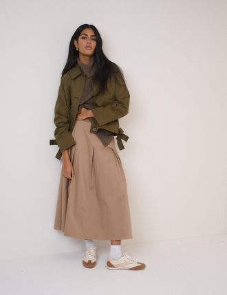 Nobody's Child Beige Pleated Midi Skirt