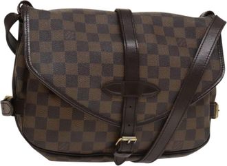 Louis Vuitton Saumur Handbag Damier Brown Canvas Bag (Pre-Owned)