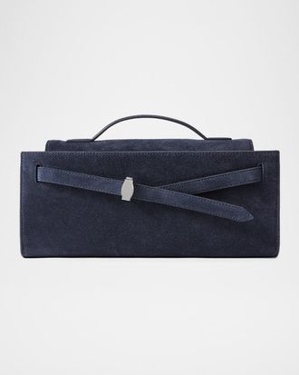 Veronica Beard Dash Belted Suede Clutch Bag