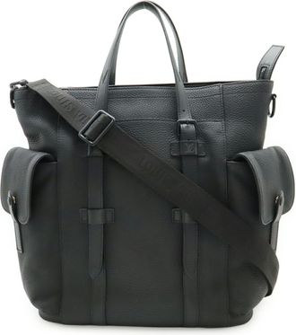 Louis Vuitton Black Noir Leather Shoulder Bag Tote Bag (Pre-Owned)