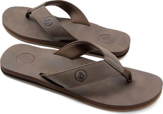 Volcom Vocation Leather Flip Flops in Brown at Nordstrom Rack, Size 11