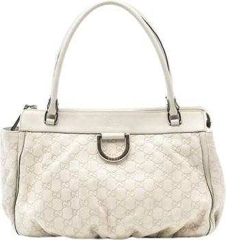 Gucci Pre-owned Handbags, female, White, Size: ONE SIZE Pre-owned Vintage Leather Tote
