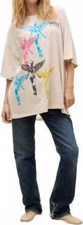 Daydreamer Nirvana Angel Stamps Tee In Dirty White