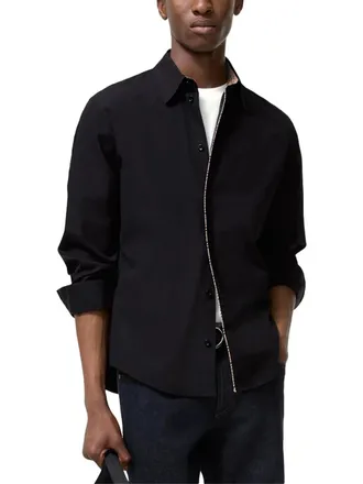 Burberry Cotton Poplin with Check Trim Shirt - Black