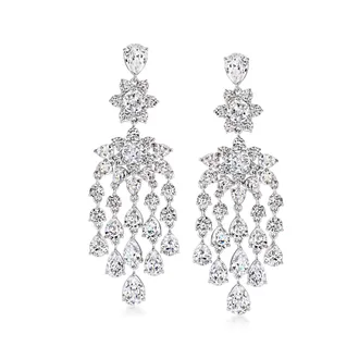 Ross-Simons Rhodium-Plated Chandelier Earrings With Czs
