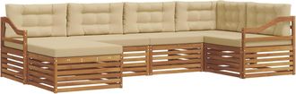 vidaXL Conjunto De Sof&aacute;s De Exterior 6 Uds. Natural Y Beige Vidaxl