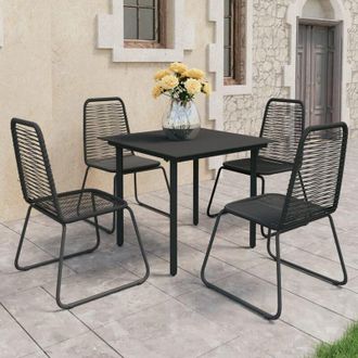vidaXL 5 Pcs Dining Set Para Black Pvc Vime Garden