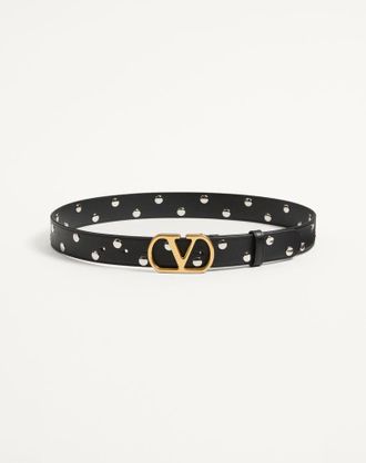 Valentino Garavani Cintura VLogo Signature In Vitello Lucido 30 Mm Donna NERO 070