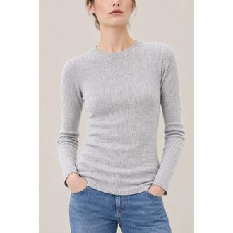 Brunello Cucinelli WomenS Light Grey Wool Ribbed Crewneck Sweater, Size XXS