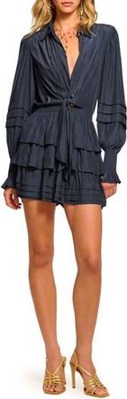 Ramy Brook Entela Center Cutout Long Sleeve Tiered Minidress in Navy at Nordstrom Rack, Size Large