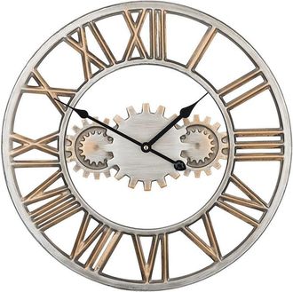 Beliani Beliani - Industrial Wall Clock Iron Round Gear Open Face Spade Hands Silver Gold Seon