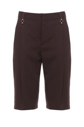 Elisabetta Franchi Brown Wool-Blend Drawstring Bermuda Shorts