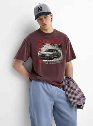 Djab Mens Vintage car washed graphic T-shirt Oversized fit