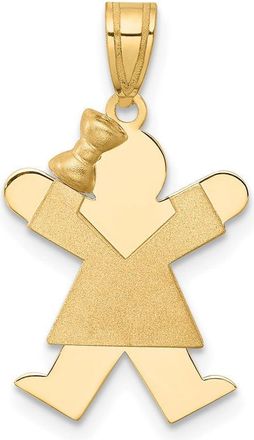 Diamond2Deal 14k Yellow Gold Solid Engravable Girl with Bow on Left Charm