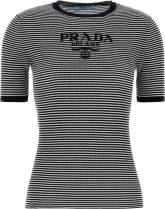 Prada Black Stripes Crew Neck T-Shirt
