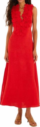 Farm Rio Midi Floral Dress In Red
