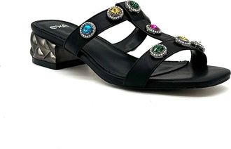 Ex&eacute; Womens Slide Sandal Low Block Heel In Black