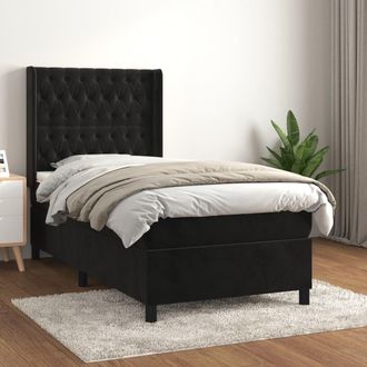 vidaXL Vidaxl - Cama Box Spring Con Colch&oacute;n Cuero Sint&eacute;tico Negro 90x190 Cm