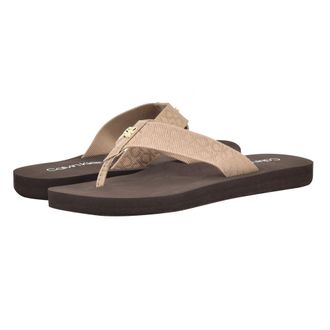 Calvin Klein Womens Caluha Flip-Flop, Ivory Logo 150, 5.5 UK