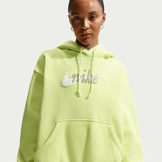Nike Womens Nike Sportswear Phoenix Fleece Oversized Logo Hoodie in Yellow | IM9643-736