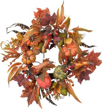 Nearly Natural 24-in Pumpkin & Berry Wreath in Autumn at Nordstrom