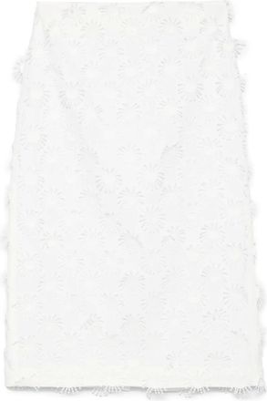 Msgm Gonna midi con applicazioni - Bianco