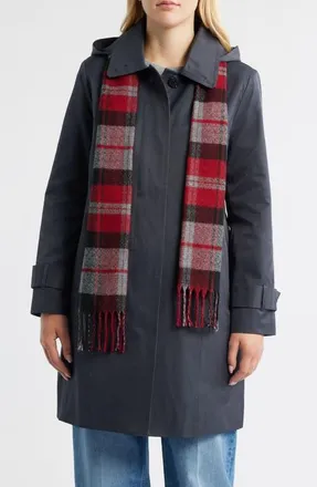 London Fog Short Raincoat with Scarf in Charcoal at Nordstrom, Size X-Small