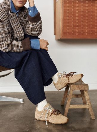 Nokwol Womens Atlas sandy beige suede sneakers