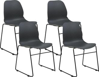 Beliani Set of 4 Conference Chairs Plastic Steel Black Legs Stackable Armless Leg Caps Meeting Room Chair Modern Scandinavian Design Dining Room Beige Panora