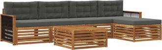 vidaXL Conjunto De Sof&aacute;s De Exterior 6 Uds. Natural Y Antracita Vidaxl